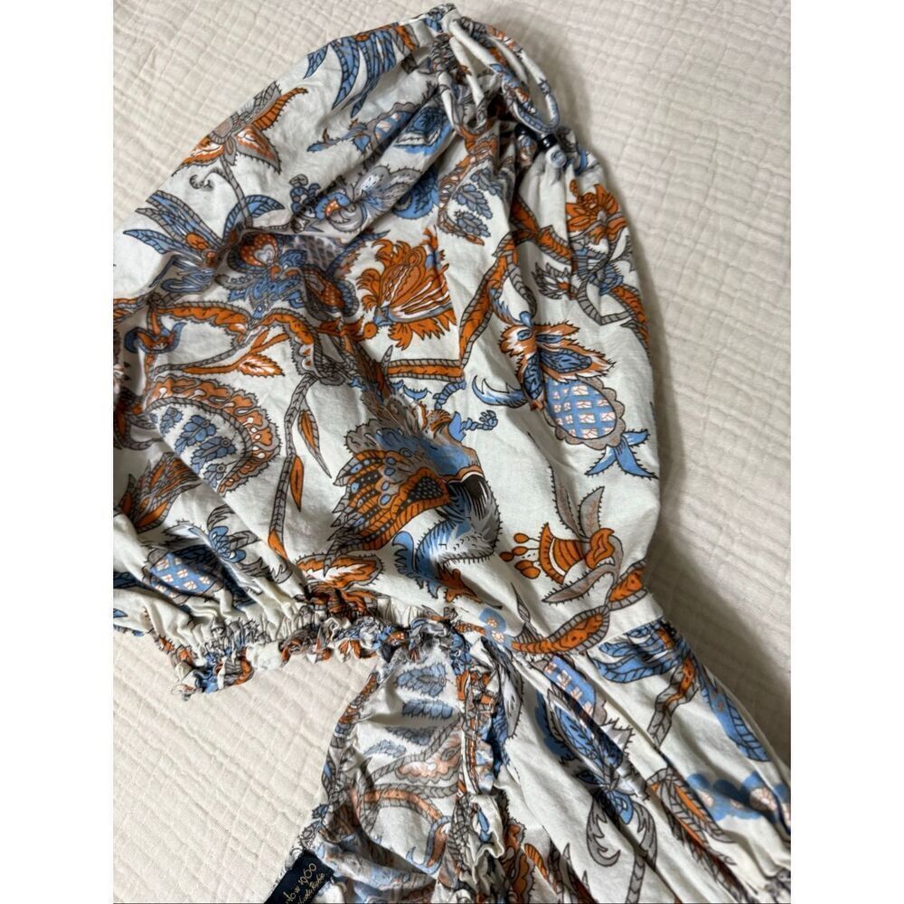 House of Harlow 1960 Bohemian Paisley Puff‑Sleeve Dress – Size M – Cream Base w/ - Picture 7 of 8